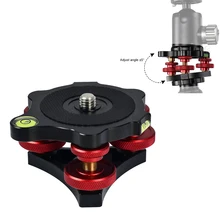 Aluminum CNC 3/8″ Screw Precision Leveling Base Tripod Head Plate with 3 Adjustment Dials for DSLR Camera Tripod Monopod