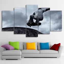 Современный, напечетанный в высоком разрешении холст фотографии картина на стене в рамке 5 шт. винтажный скейтборд живопись черная