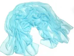Женский шелк шифон длинный шарф супер размер для женщин 110*180 см светло-голубой ouya летом платок моды шее носить пляж