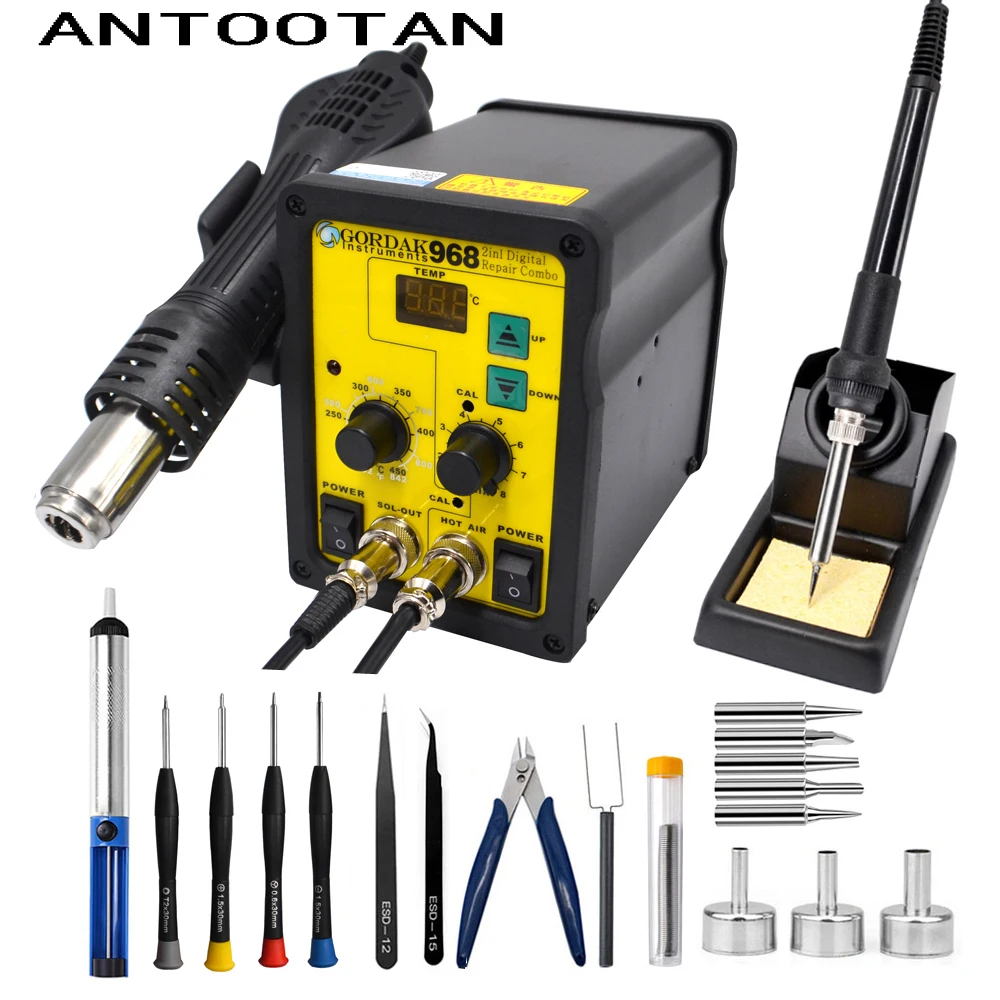 

220V 700W EU Plug Rework Soldering Station Thermoregulator Hot Air Desoldering Gun Soldering Iron Welding Tool Kit