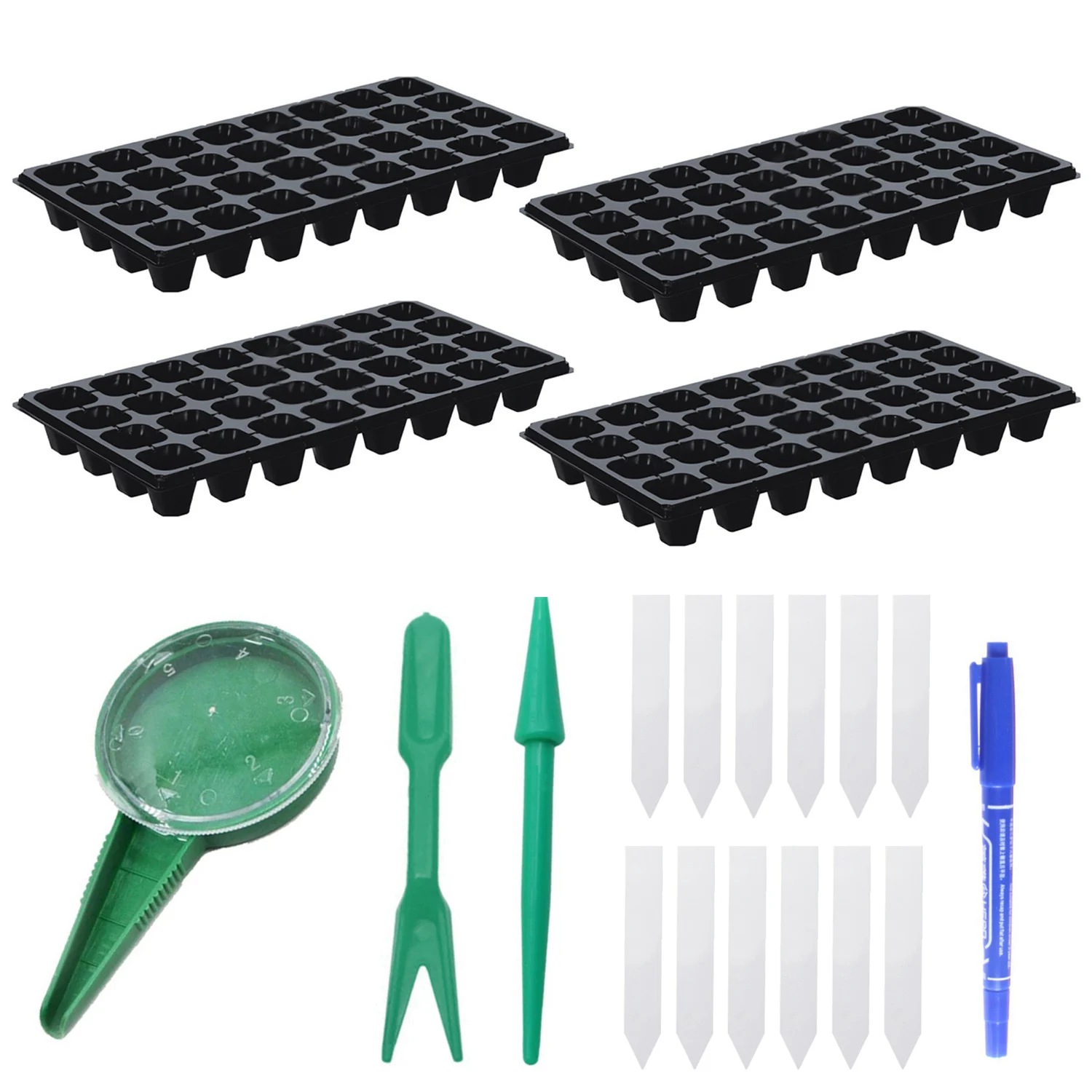 

Behogar 58PCS Plant Seedling Seed Starter Tray Tool Kit with Sowing Seeds Dispenser Dibbers Labels Marker for Garden Greenhpouse