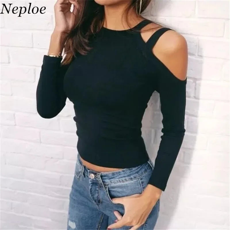 Женский свитер с круглым вырезом Neploe однотонный вязаный длинным рукавом и