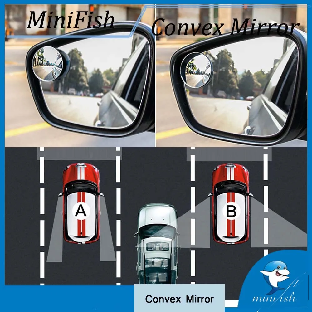 2Pcs Universal Wide Angle Round Auto Convex Mirror Car Vehicle Side