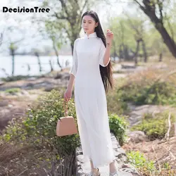 2019 летнее поступление аозай Вьетнам qipao платье для женщин традиционная одежда аозай платья длиной до колена восточное платье для женщин