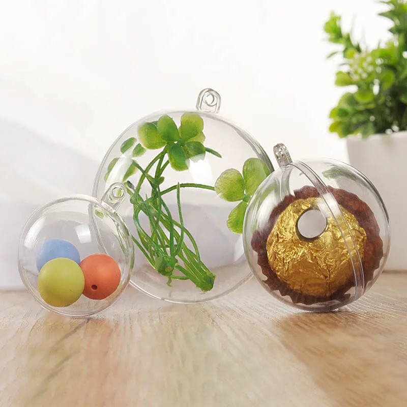 10 piezas transparente bolas esfera adornos DIY adorno colgante para árbol de Navidad de TT-mejor