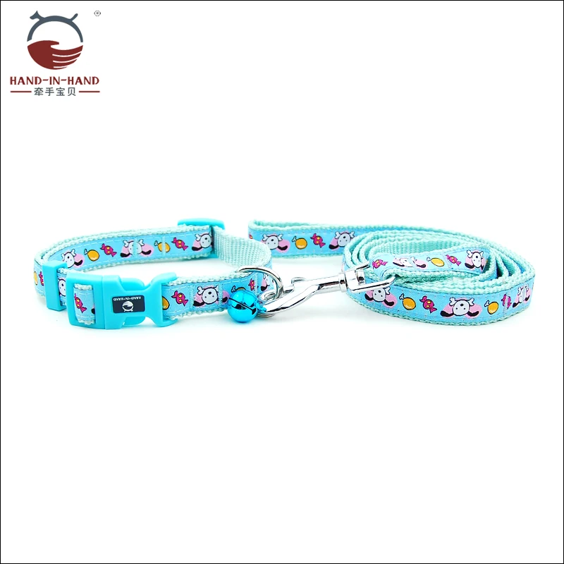 

Dog Collar Leash Small Medium Dog Pet Nylon Cartoon Embroidered Collar and Lead Set for 1.5 cm