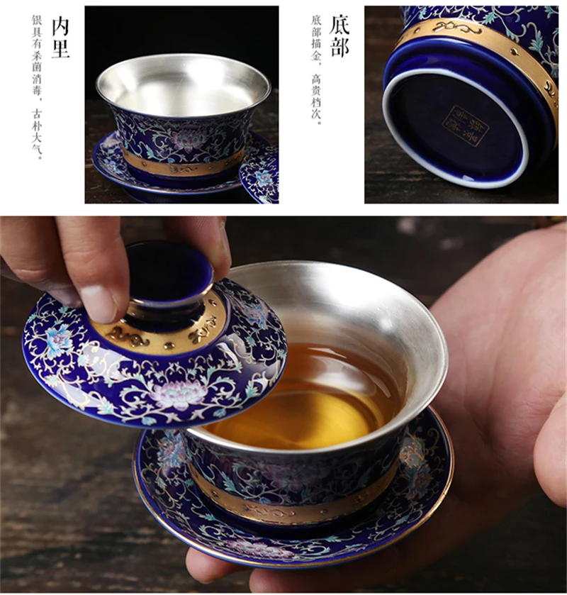 kungfu chinês conjunto de chá gaiwan copo pires tampa