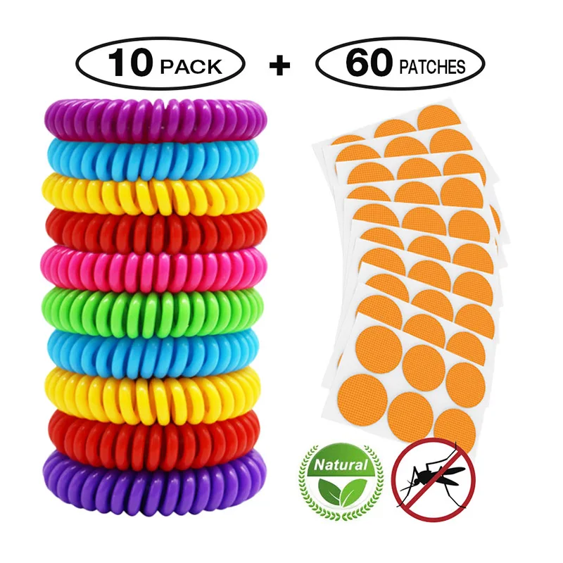 

Mosquito Repellent Bracelet 10 Pack Free 60 Patches Insect Bug Insect Protection Outdoor Camping Children Anti Mosquito Bracelet