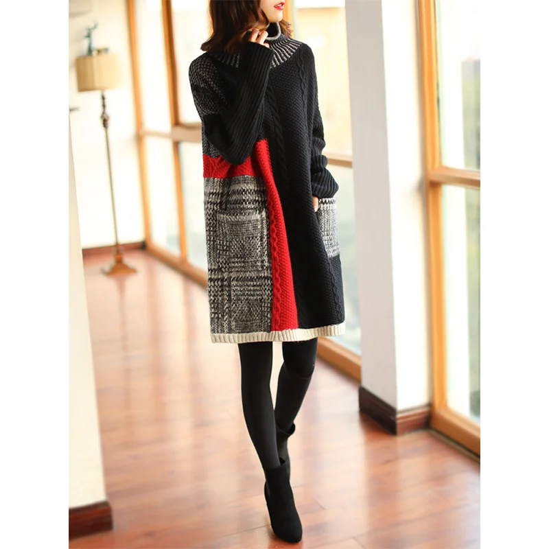 

Women Winter Turtleneck Long Sweater Dress