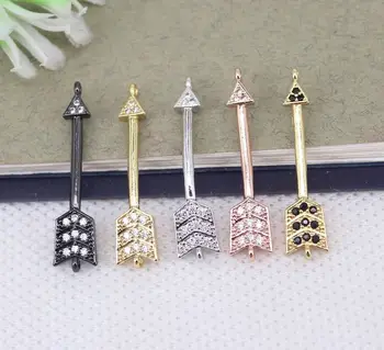 

10pcs Metal Copper Arrow connector Pave CZ,Micro Pave CZ Arrow of Love beads For Bracelet Jewelry Making