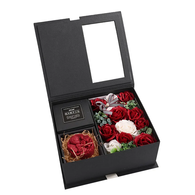 

Festival Mother's Day Gift Soap Gift Box Novelty Gift Rose Creative Soap Home Decorating Artificial Flowers Lace Decorative