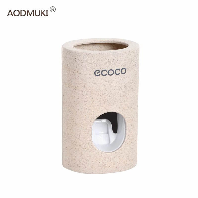 

Wheat color Automatic Toothpaste Dispenser Toothbrush Holder Wall Mount Stand Bathroom Accessories Set Toothpaste Squeezers