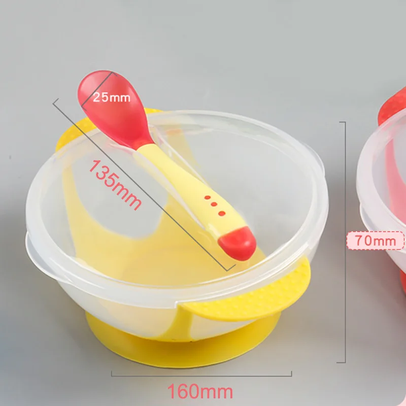 Детская чаша крышка ложка посуда набор младенческих столовых приборов падение сопротивления температуры зондирования продукты для кормления ребенка