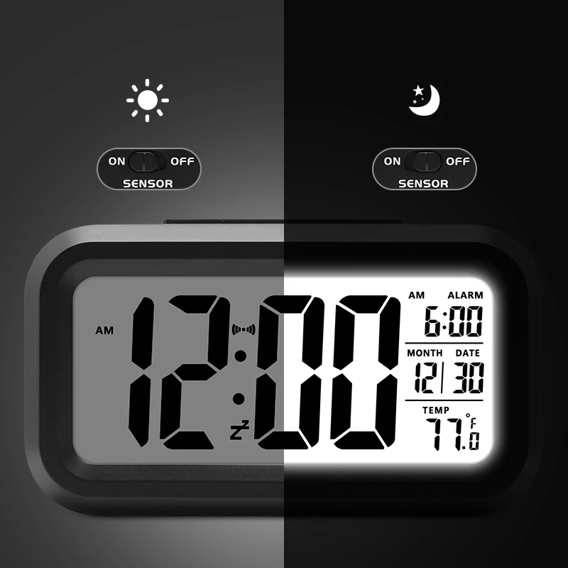 Battery Digital Alarm Clock Student Clock Large LCD Display Snooze Kids Clock Light Sensor Nightlight Office Table Clock Battery Digital Alarm Clock Student Clock Large LCD Display Snooze Kids Clock Light Sensor Nightlight Office Table Clock