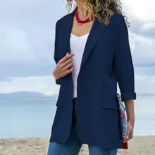 Fashion Women Long Sleeve Cardigan Blazers Sping Autumn Outwear 2019 New Ladies Solid Color Open Front Slim Fit Lapels Coats