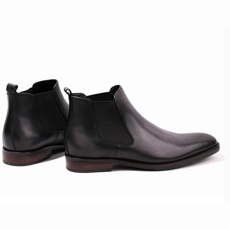 Итальянские винтажные офисные мужские высокие ботинки челси с квадратным носком, роскошные модельные туфли из натуральной кожи, лоферы без шнуровки, безопасная обувь