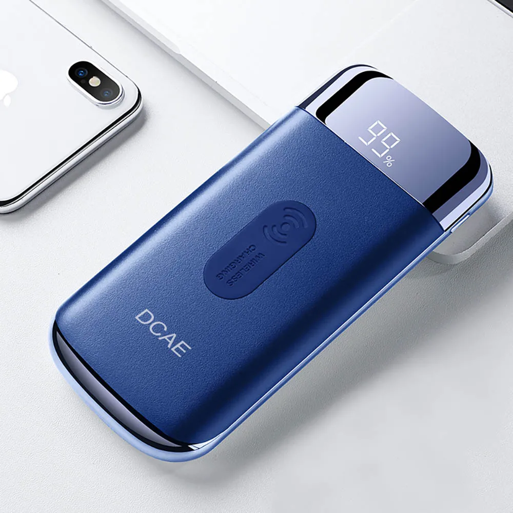 DCAE Беспроводное зарядное устройство 10000Amh Портативный 2 USB power Bank беспроводной зарядный коврик для iPhone X 8 samsung S9 S8 S7 Xiaomi внешний аккумулятор