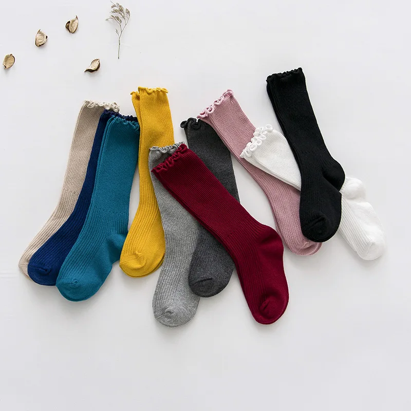 Твердые Цвет Повседневное носки детские гольфы носки с двойным переплетением носки без пятки для От 1 до 6 лет, детские носки, calcetines