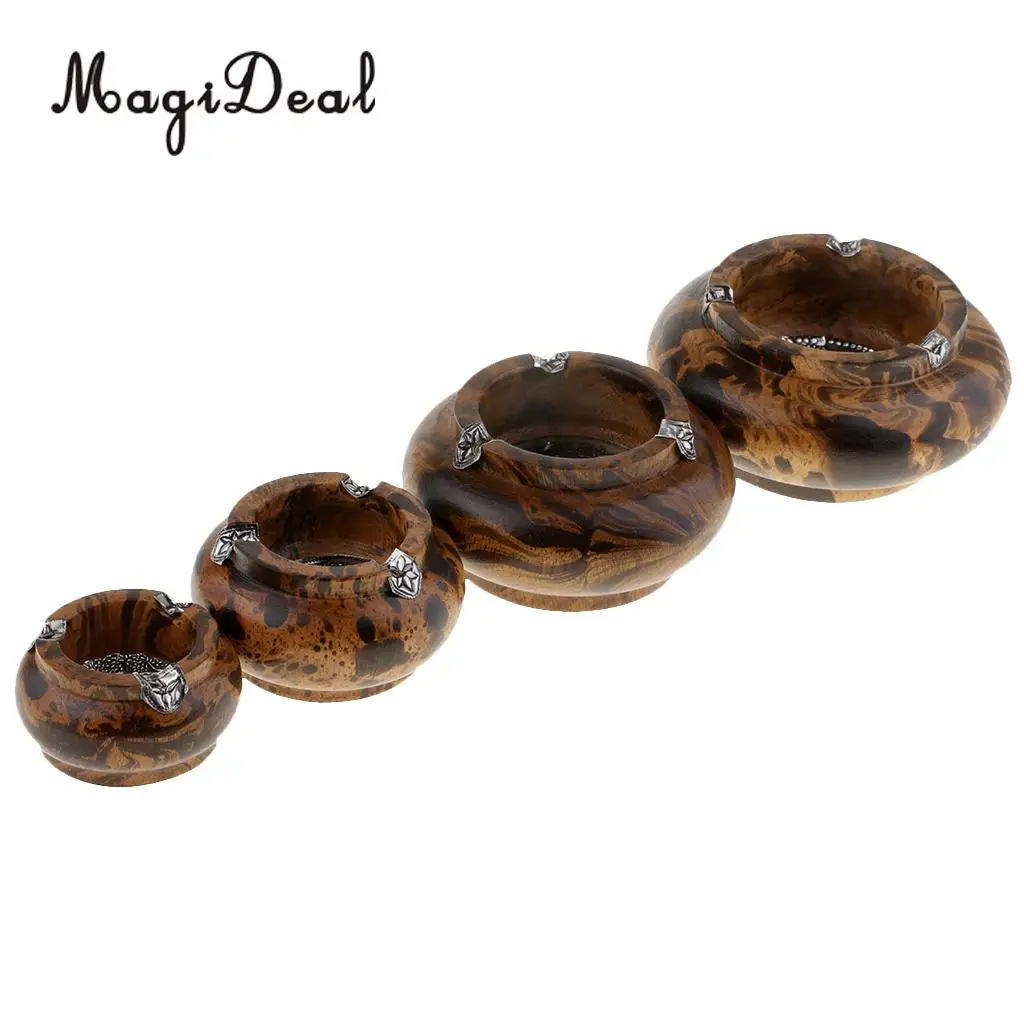 MagiDeal Wood Ashtray Handmade Crafts Cigarette Cigar Tobacco Smoking Ash Tray Case for KTV Bar Home Office Decoration