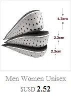 Унисекс, для женщин и мужчин, с эффектом памяти, увеличивающие рост, высокие Полустельки, вставки для обуви, подушечки