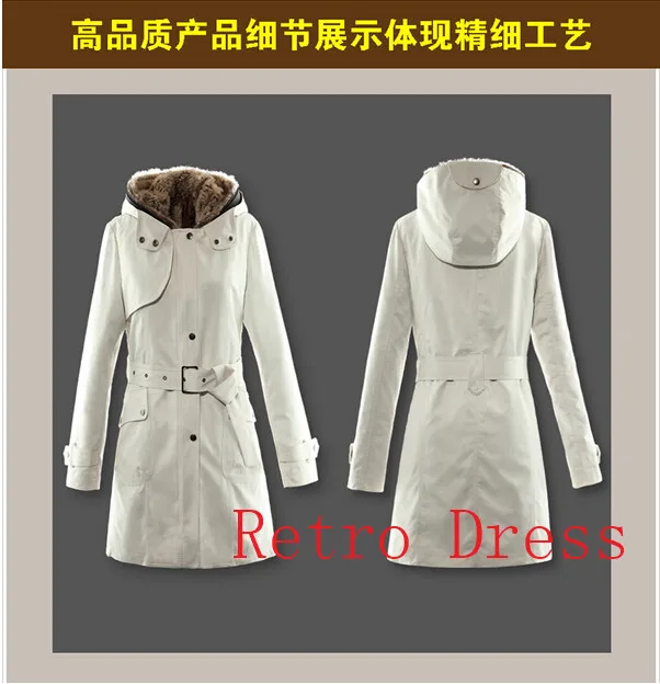 Женское шерстяное пальто, зимняя подкладка, Тренч, пальто средней длины, тонкая Меховая куртка верхняя одежда, кашемировое пальто размера плюс, женская одежда 3XL - Цвет: Хаки