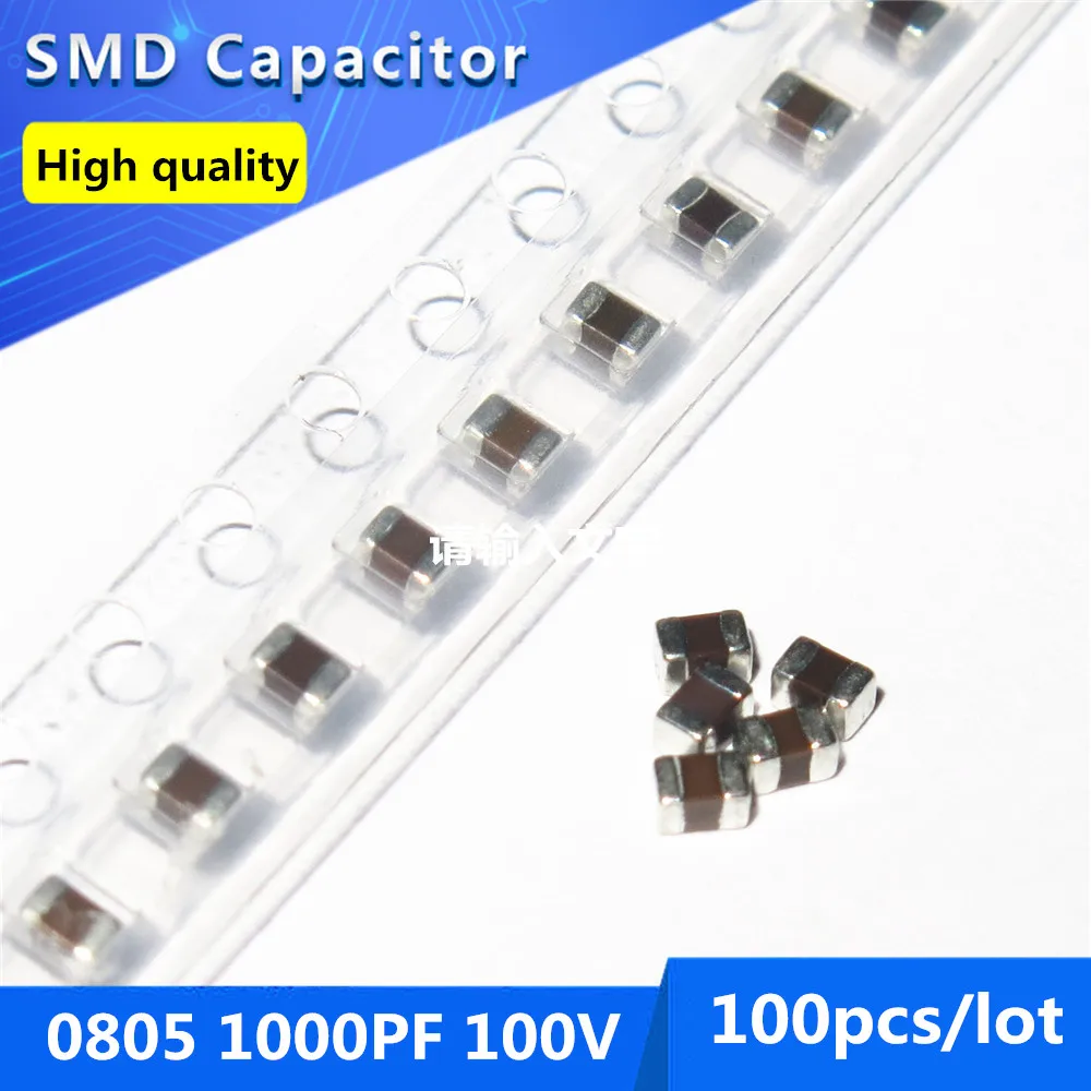 

100 шт SMD толстая пленка чип многослойный керамический конденсатор 0805 1NF 1000PF 100V COG/NPO 5%
