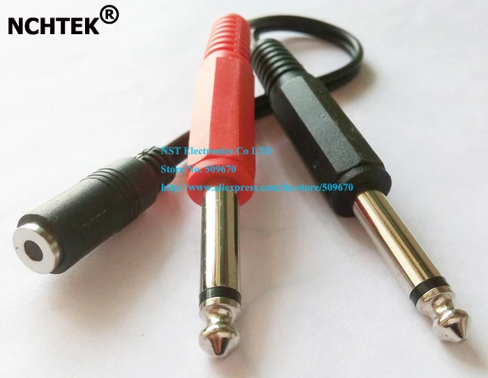 

NCHTEK 3.5MM Female Plug to Dual 6.35MM TRS Mono Male Jack Audio Socket Adapter Cable About 20CM/Free shipping/2PCS