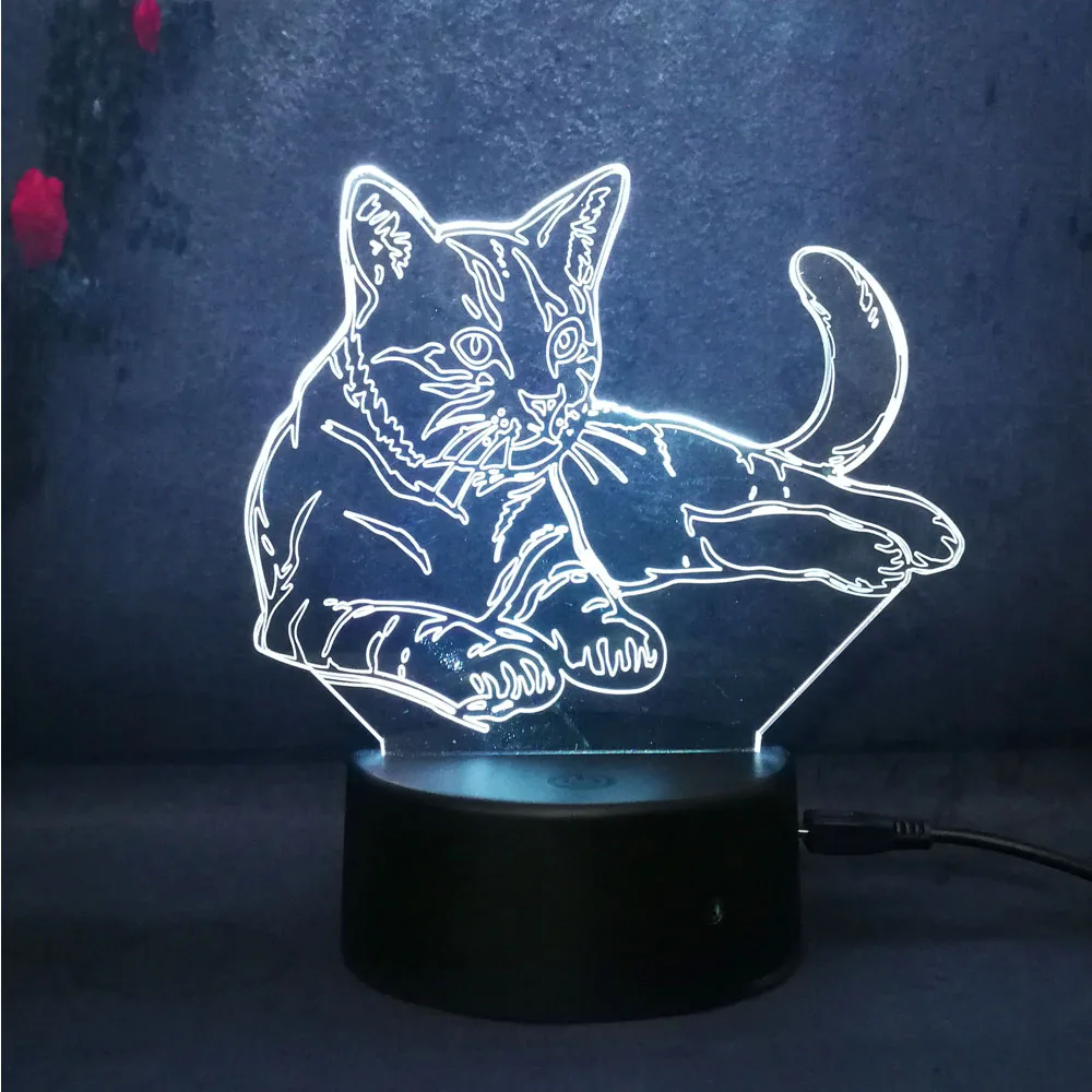 

Cute Cat 3D Night Light 7 Color Change Led Light Remote Control Touch Christmas Gift Girl Bedroom Decoration Lighting Table Lamp