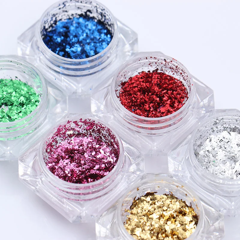 

1 Box Mirror Nail Glitter Sequins Magic Pigment Powder Irregular Flakes For UV Gel Polish DIY Nail Art PailletteTips Decorations