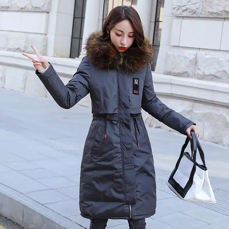 2019 Full Long Down Jacket Woman Heavy Hair Winter Jacket Coat