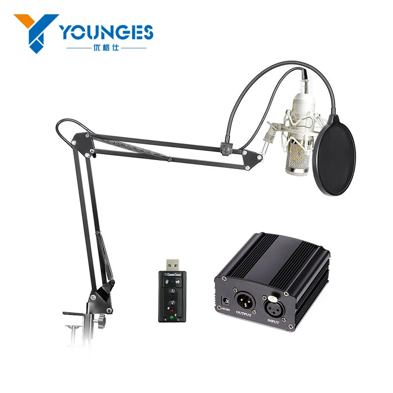 Prix pour Chaude Professionnel ensemble complet de repas BM 800 microphone À Condensateur + alimentation Fantôme + USB carte son studio D'enregistrement KTV/PC Microphone Prix pour Chaude Professionnel ensemble complet de repas BM 800 microphone À Condensateur + alimentation Fantôme + USB carte son studio D'enregistrement KTV/PC Microphone