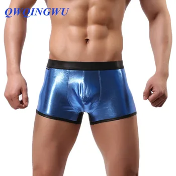 Sexy Men Boxers Leather Wrestling Hot Jockstrap Boxers Gold Faux Leather Erotic Gay Jumpsuit Bodysuit Lingerie Underwear Boxer men s leather bodysuit latex catsuit men faux leather crotchless gay men s clothing body suit sexy lingerie one piece underwear