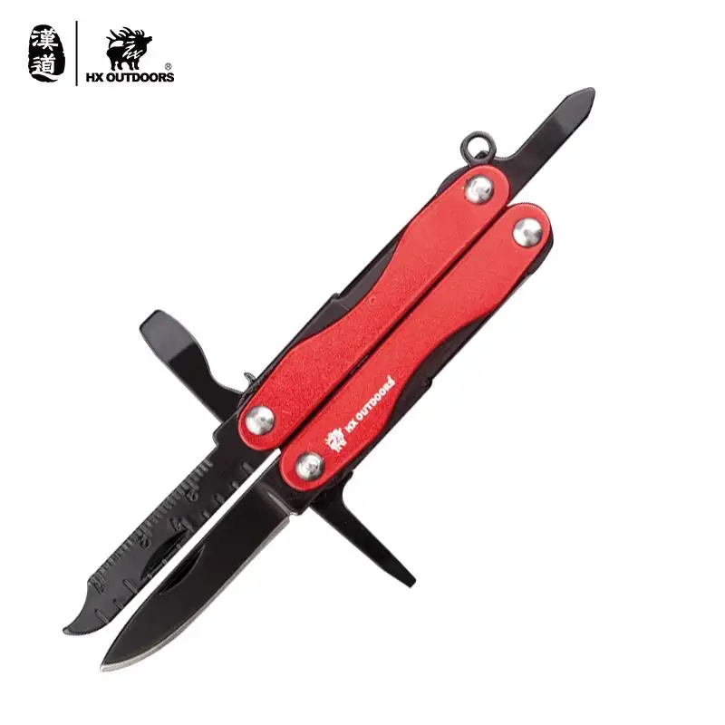 

HX OUTDOORS scissors 7 in 1 tweezers mini multi knife ruler screwdriver camping survival climbing knife pocket cutting tool