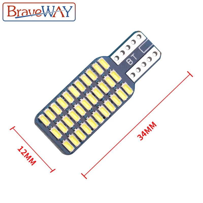 BraveWay T10 192 194 168 W5W светодиодный лампы 33 SMD 3014 автомобильные задние фонари купольная лампа белый DC 12V Canbus без ошибок