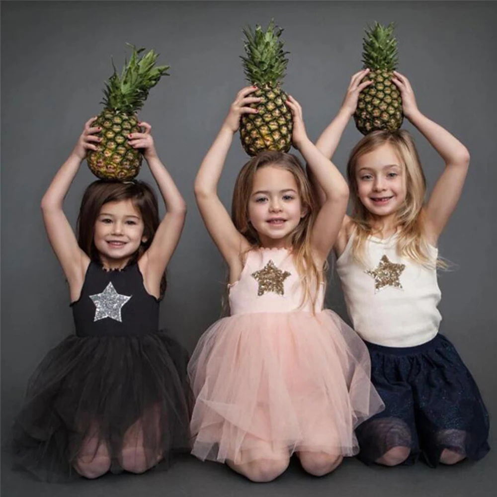 

Summer Clothes 2019 Kids Dresses For Girls Casual Wear Bling Star Girl Dress Children Boutique Clothing Tutu Baby Girls Clothes