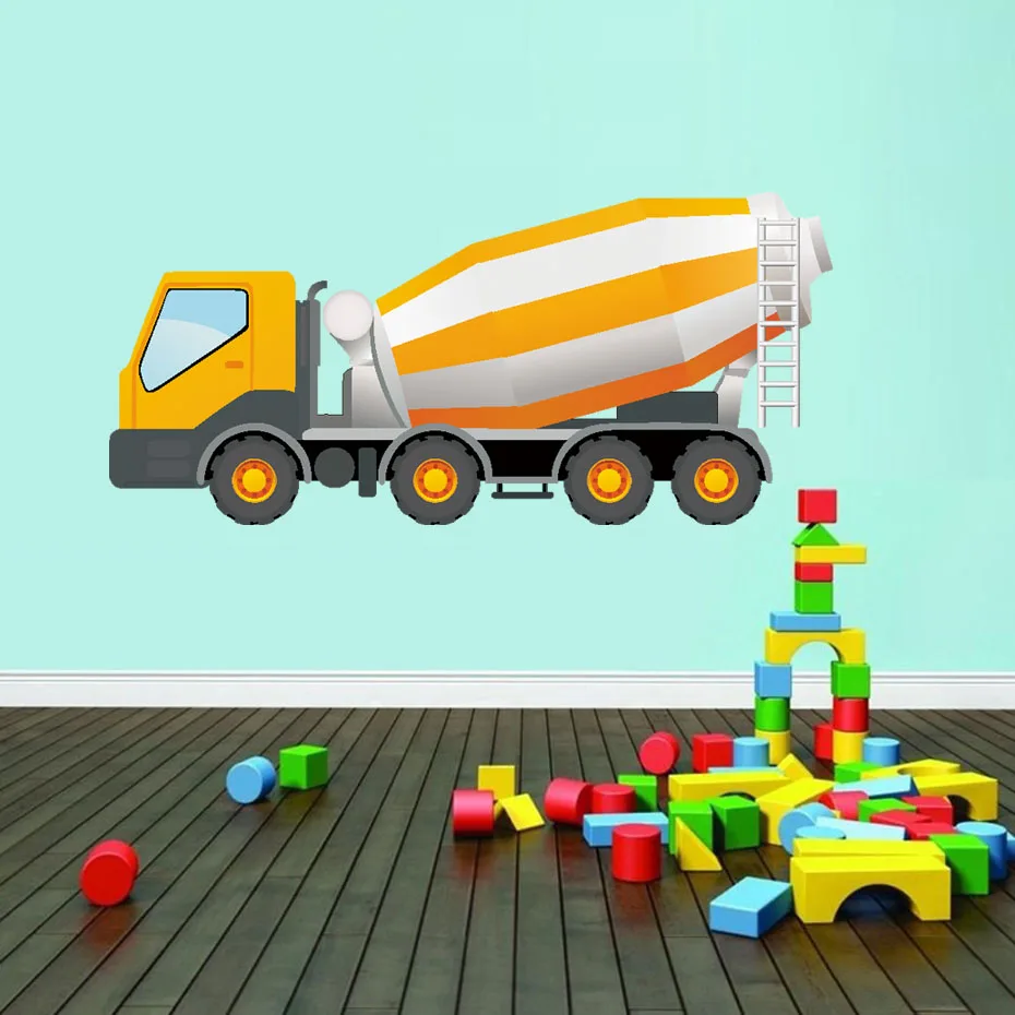 

Construction Vehicles Wall Decals Working Forklift Mixer Truck Excavator Crane Truck Wall Stickers for Kids Babies Infant Room