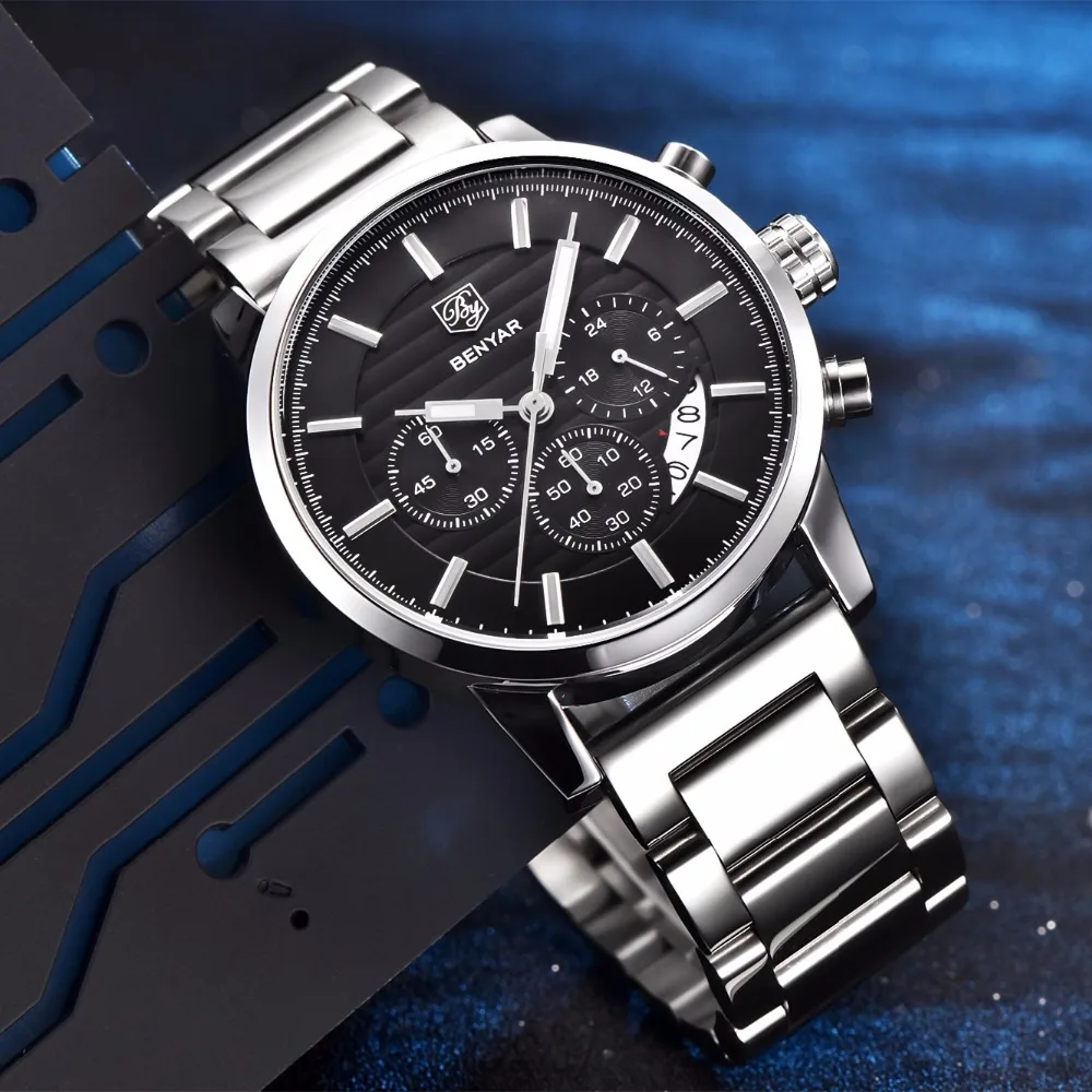Reloj Hombre 2016 BENYAR модные спортивные мужские часы с хронографом Лидирующий бренд