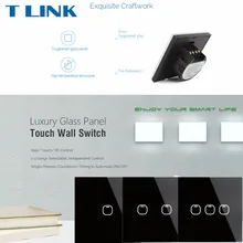 EU Standard Touch Wall Light Touch Screen Switch White Black Crystal Glass Switch Panel Touch Switch
