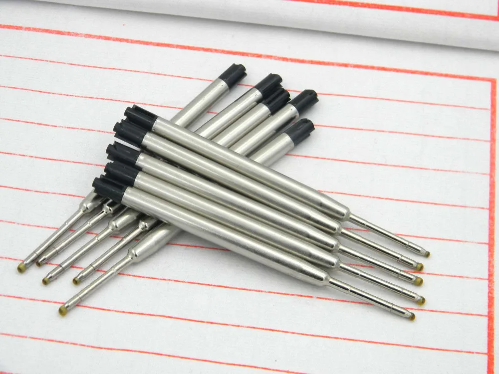 10Pc NEW METAL Quality BLUE or black ink refill Ballpoint Pen Refill