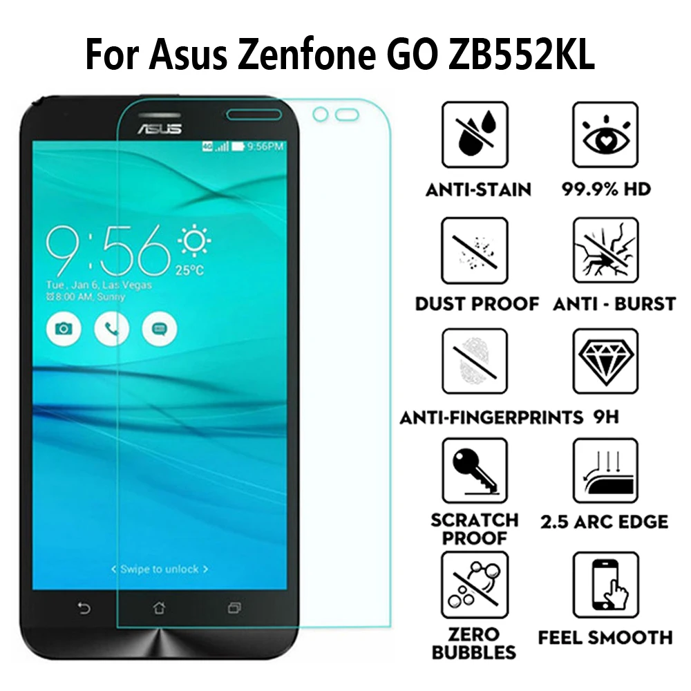 

2Pcs Tempered Glass For Asus ZenFone GO ZB552KL Screen Protector Flim 9H Protective Glass For Asus X007D ZB ZB552 552 552KL KL