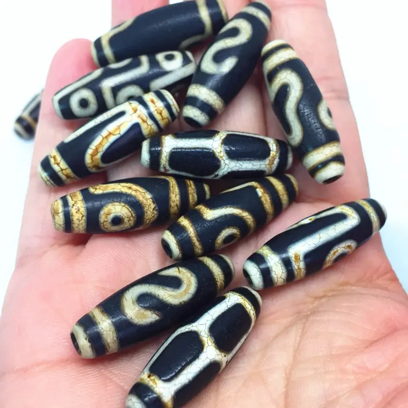 Tanie Klasy AAA stary tybet koraliki 10mm * 30mm koraliki na bransoletkę potężny Amulet tybetański Dzi koraliki DIY biżuteria z kamienia naturalnego
