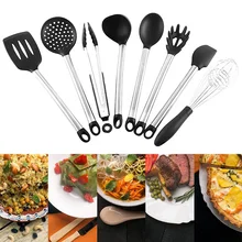 

3/4/8/9 Pcs Kitchen Cooking Tool Set Silicone Wooden Handle Spoon Shovel Non Stick Dinnerware Cooking Tools Accessories Supplies
