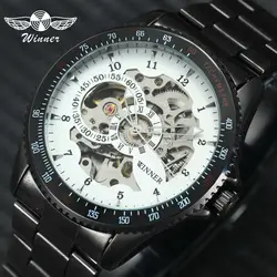 Победитель лучший бренд класса люкс Для мужчин часы Белый каркас 3D набрать 2018 автоматические механические наручные часы