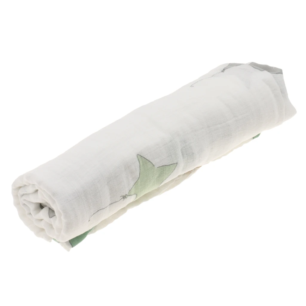 One Piece Muslin Cotton Blanket Infant Baby Bedding Blanket Swaddle Bath Towel Stars for Buggy Pram Car Seat Sling Cot Crib