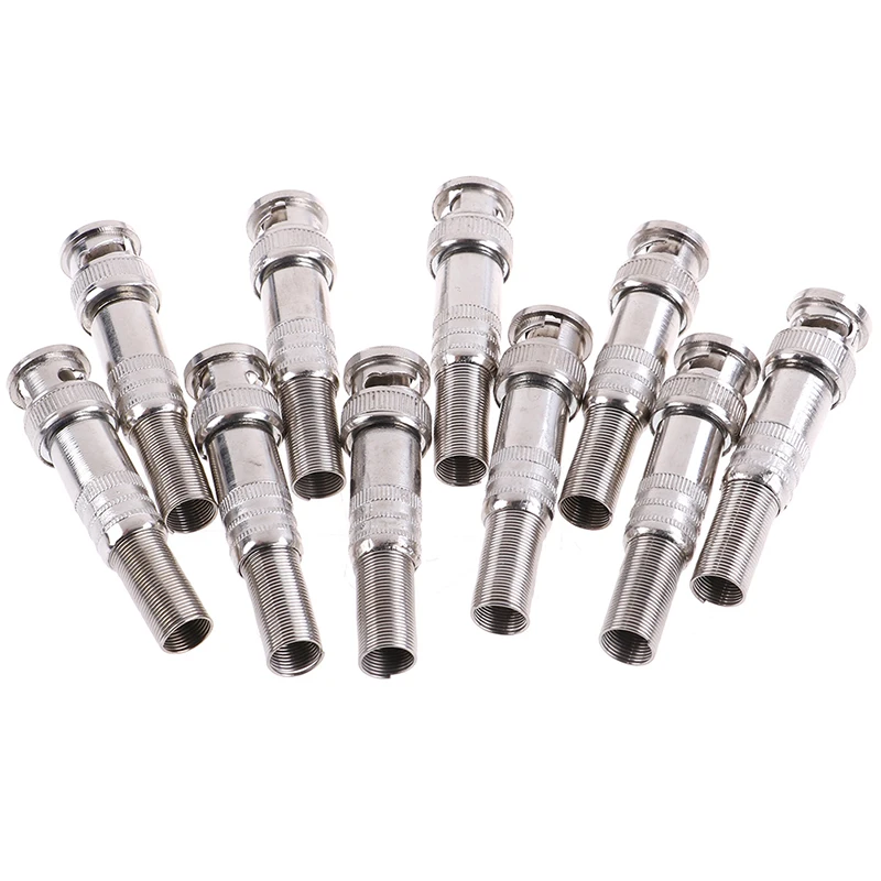 

10pcs BNC Q9 Male Solderless Copper Core Connector Plug Adapter Surveillance Kit System for CCTV Camera Copper Core Accessories