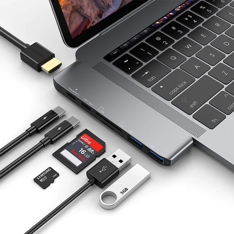 Новейшая мода Горячая 7 в 1 адаптер док-станция с 4K HDMI PD USB 3,1 type-C концентратор Micro SD/TF порт Зарядка для MacBook Air Pro