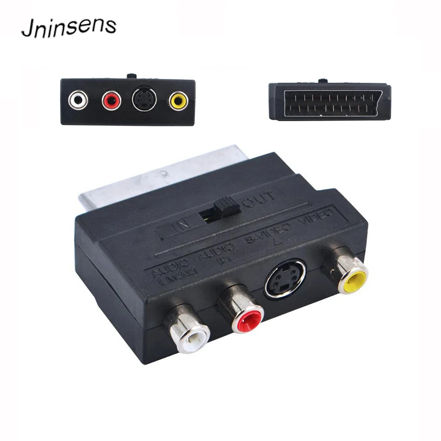 out Scart Adapter Scart male to 3x RCA and S-VHS video in