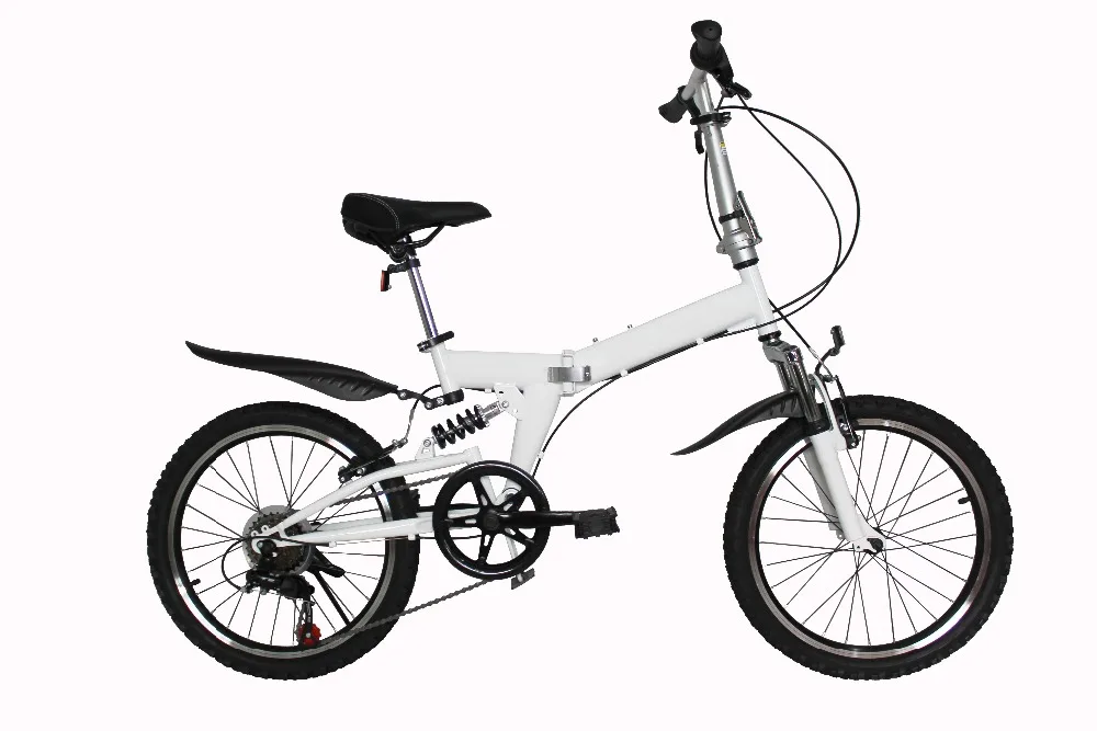 Cheap 20" Mountain Bicycle Double Folding Bicycle High Carbon Steel Frame  /Bilateral Folding Pedal/  6 grade variable speed bicycle 0