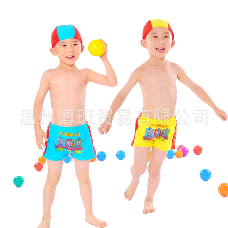 

Children swim trunks two sets of boys flat angle swimsuits swimsuits Thomas Tomas size children with swimming cap