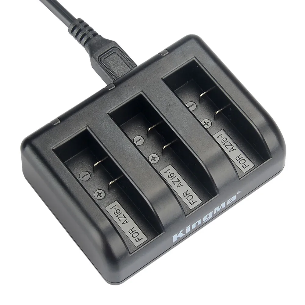 Новый аккумулятор KingMa AZ16 1 3 канальное Зарядное устройство USB для Xiaomi YI аксессуары